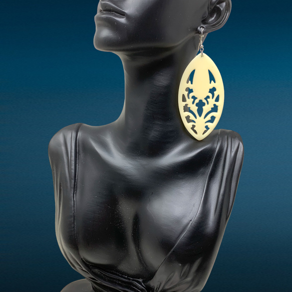 Vintage 1980's Modernist Acrylic Statement Earrings Pierced Avant Garde Runway